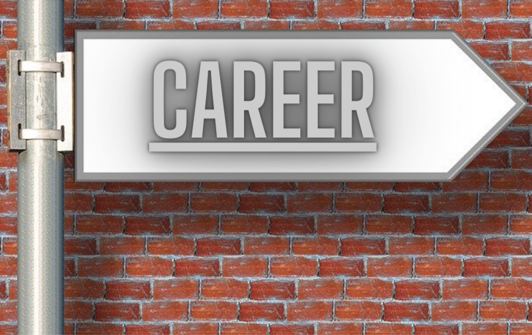 Image of a sign post (arrow shaped) on a steel pole with the title "Career" 